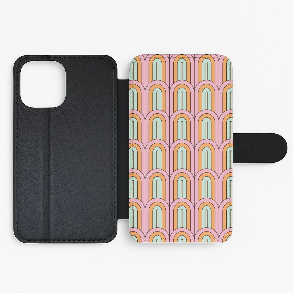 Pastel Retro Arches Pattern Flip / Wallet Phone Case Trendy Finish