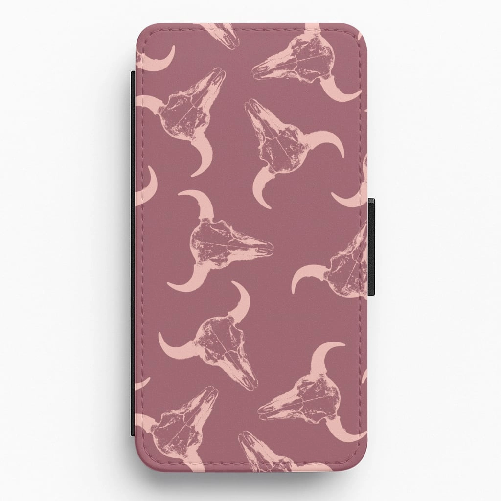 Matte Guard Color Accent Pastel Skulls Pattern Flip / Wallet Phone Case