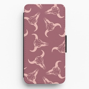 Matte Guard Color Accent Pastel Skulls Pattern Flip / Wallet Phone Case