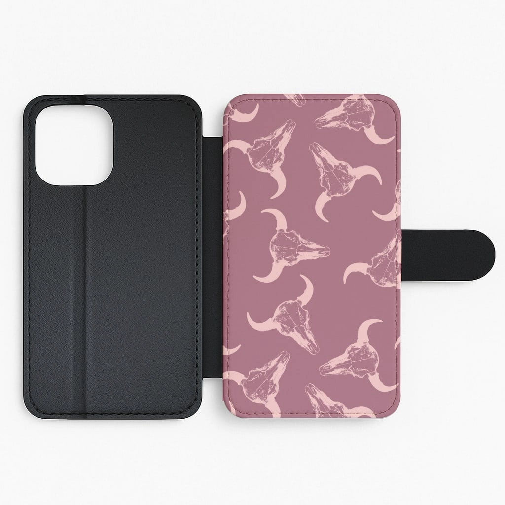 Grip Enhanced Pastel Skulls Pattern Flip / Wallet Phone Case