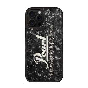 Metal Texture Ergonomic Texture Pearl Black with Vertical Pearl Logo | iPhone Case