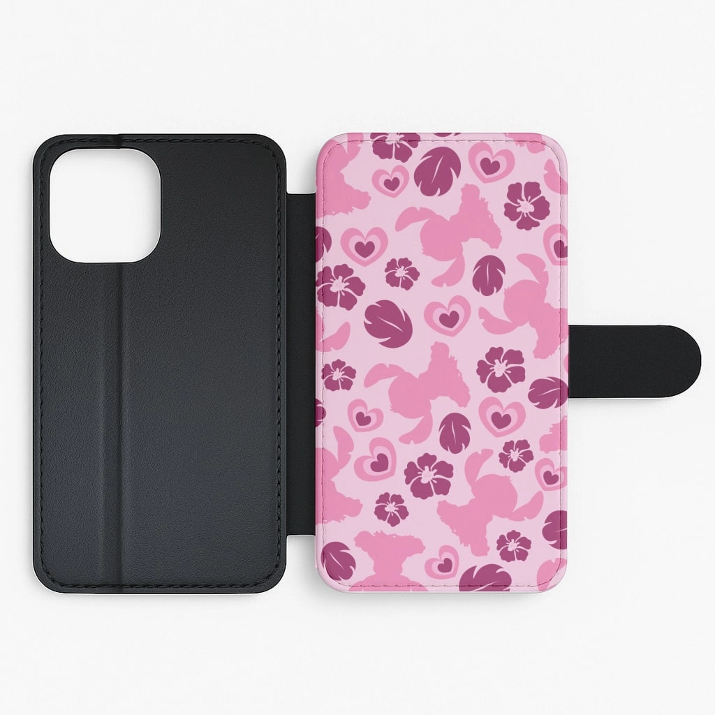 Urban Minimalism Pink Alien Silhouette Pattern Flip / Wallet Phone Case