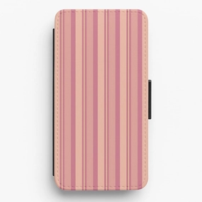 Pink And Yellow Stripes Flip / Wallet Phone Case Comfort Design Shockproof Edge