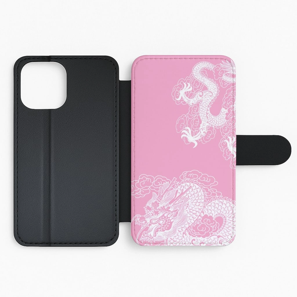 Pink Background Dragon Flip / Wallet Phone Case Comfort grip design Soft Detail
