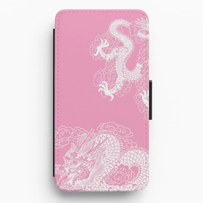 Luxury Accent Pink Background Dragon Flip / Wallet Phone Case
