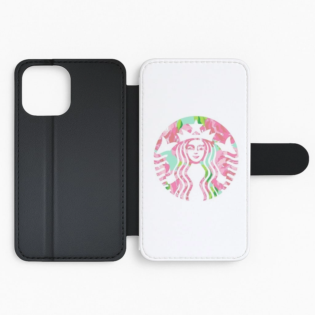 Elegant Finish Pink Coffee Logo Flip / Wallet Phone Case