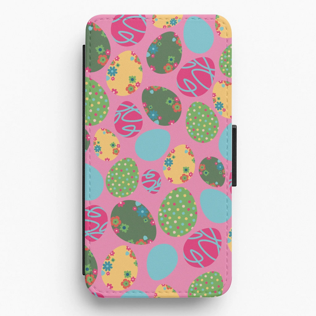 Eco Friendly Pink Easter Eggs - Easter Patterns Flip / Wallet Phone Case