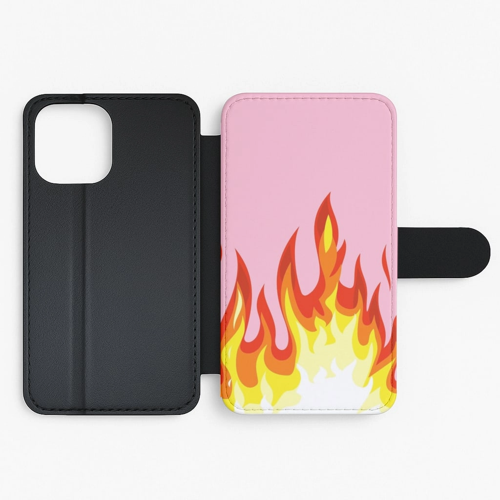Edge Reinforced Tight Fit Pink Flame Flip / Wallet Phone Case