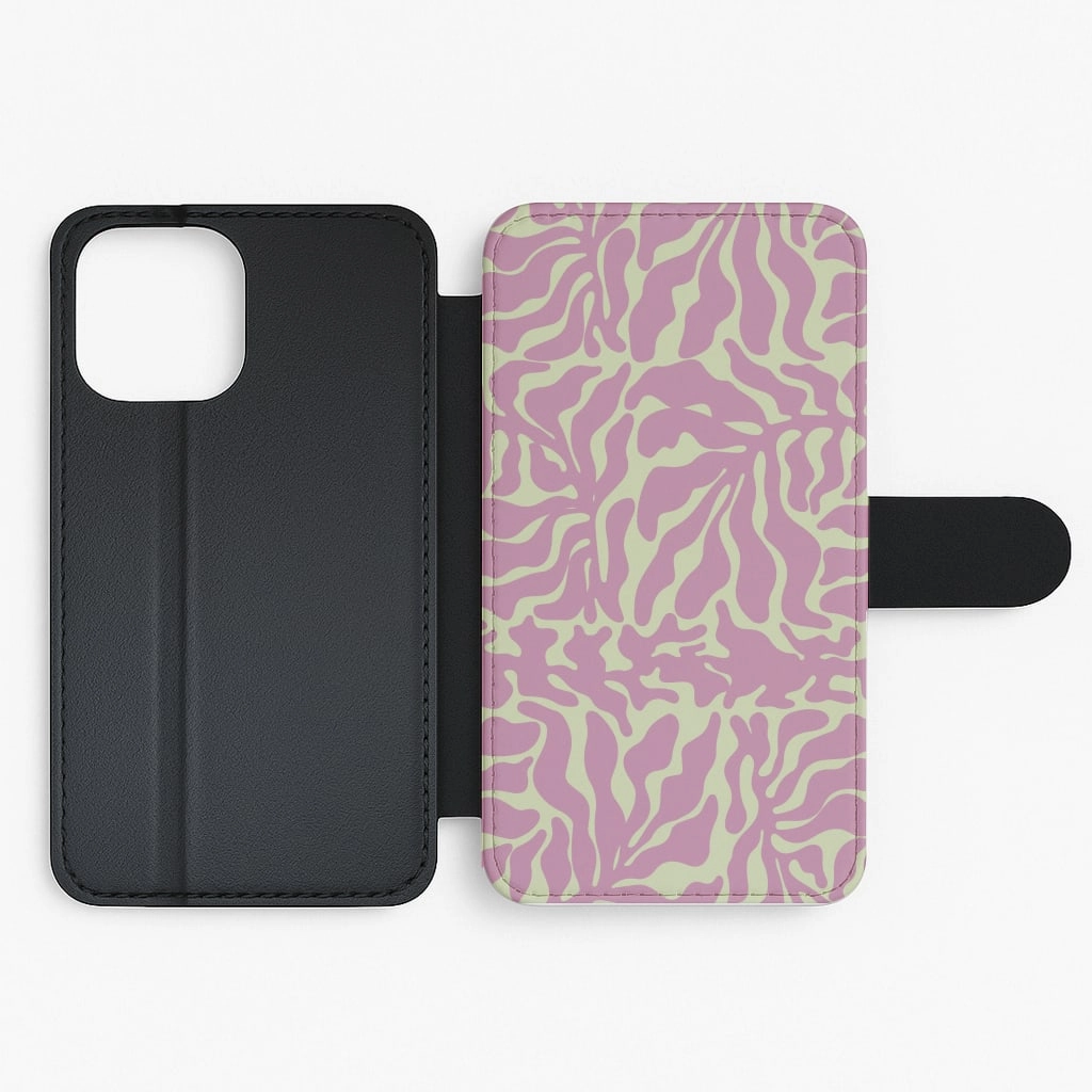 Pink Leaves - Foliage Flip / Wallet Phone Case Fashion Accessory