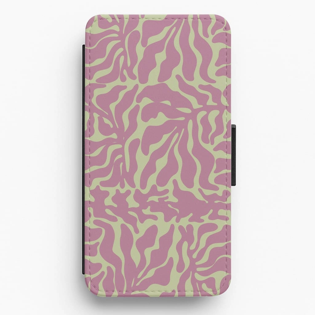 Pink Leaves - Foliage Flip / Wallet Phone Case Refined Look