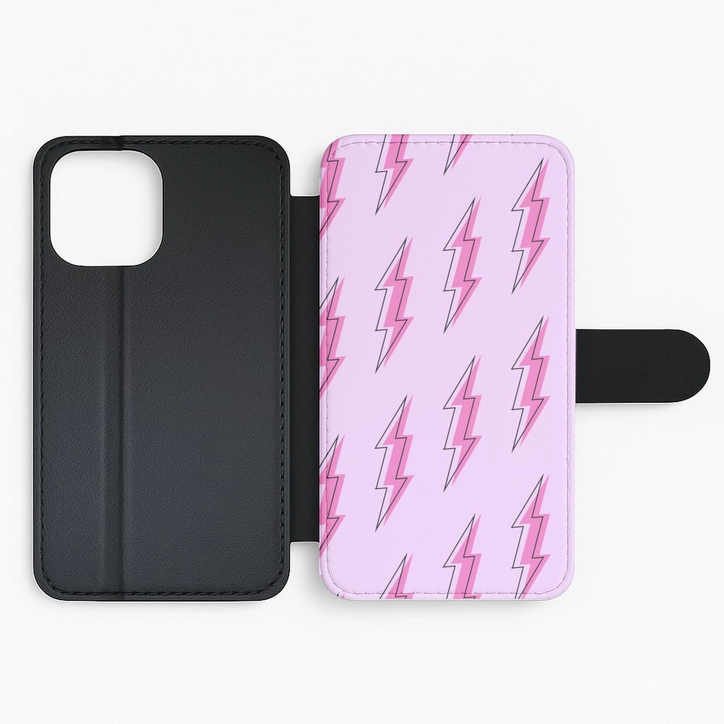 Stylish Shape Pink Lightning - Eighties Flip / Wallet Phone Case