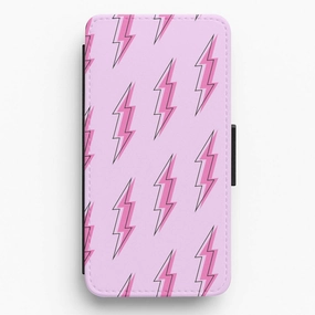 Water shield Pink Lightning - Eighties Flip / Wallet Phone Case