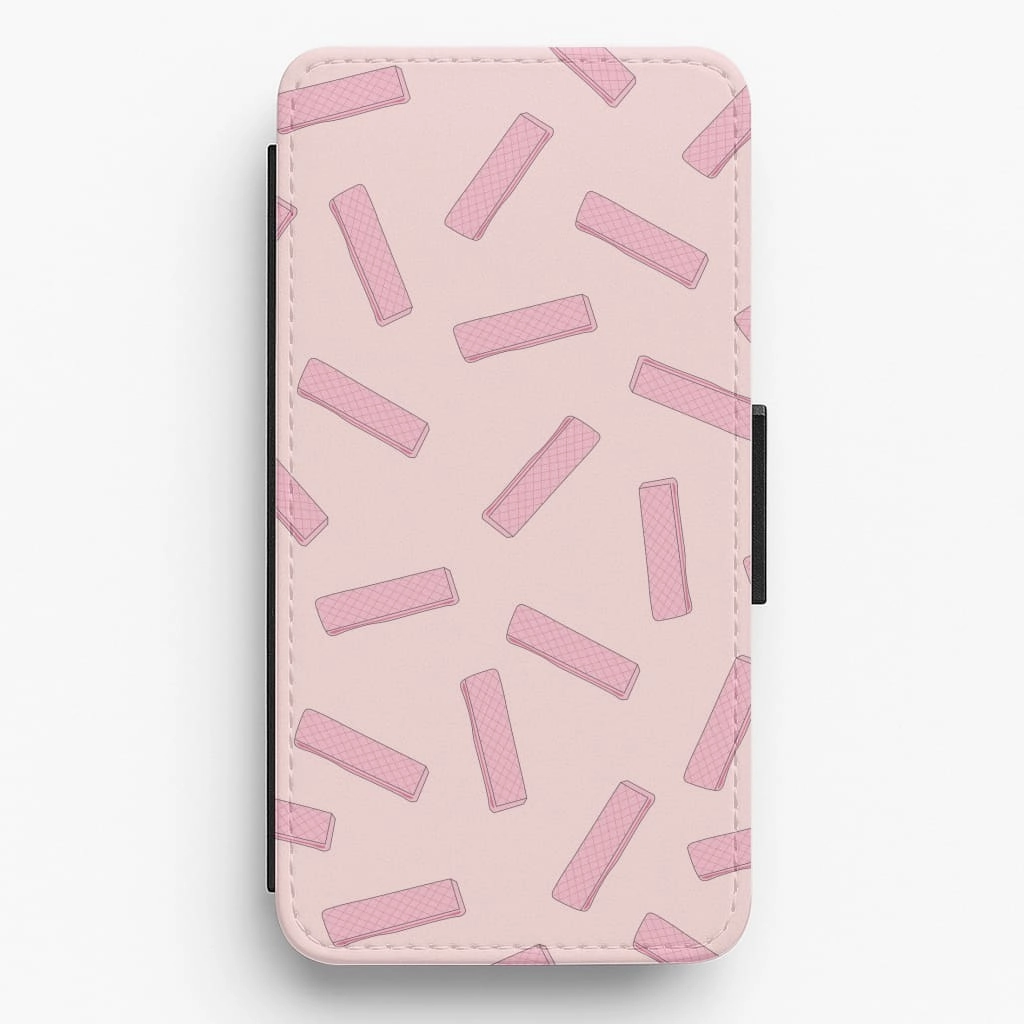 Pink Waffers - Biscuits Patterns Flip / Wallet Phone Case Fashion Accent Gloss Finish Texture