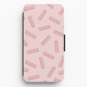 Pink Waffers - Biscuits Patterns Flip / Wallet Phone Case Fashion Accent Gloss Finish Texture