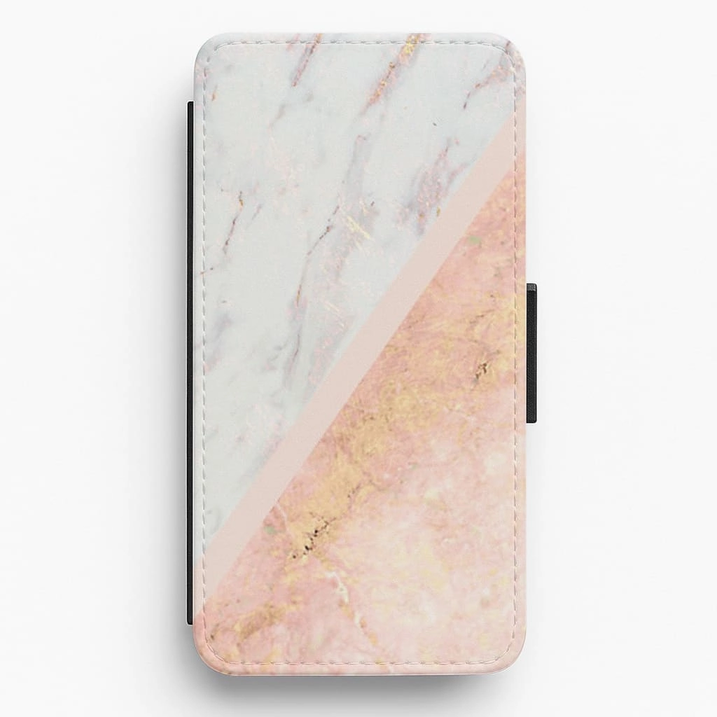 Marble and Rose Gold Flip / Wallet Phone Case Modern Minimalism Durable Texture Finish