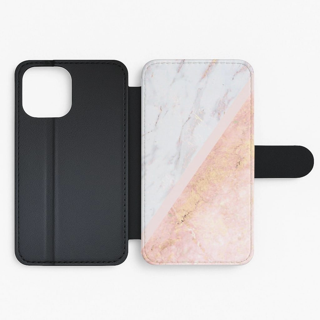 Marble and Rose Gold Flip / Wallet Phone Case Soft Surface Layer