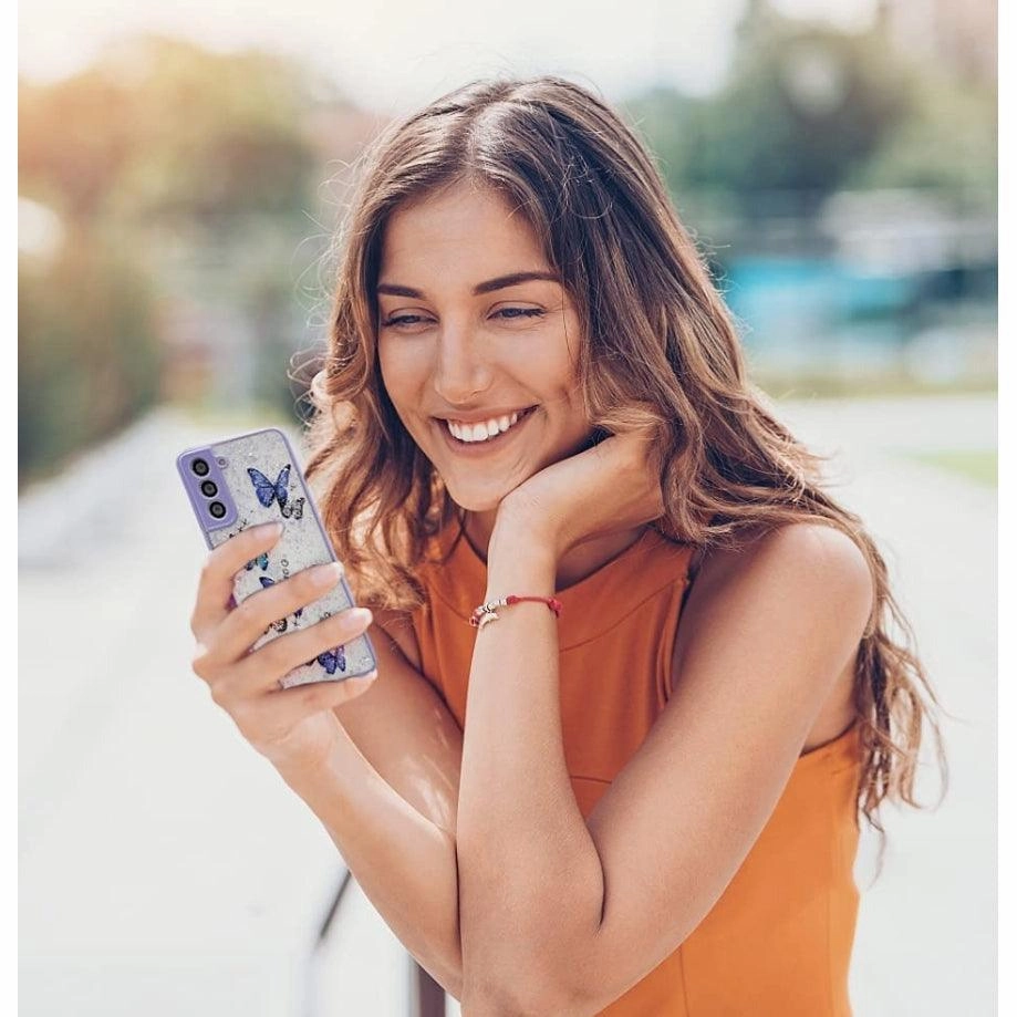 Purple Glitter Butterfly Elegant Finish Comfort Grip