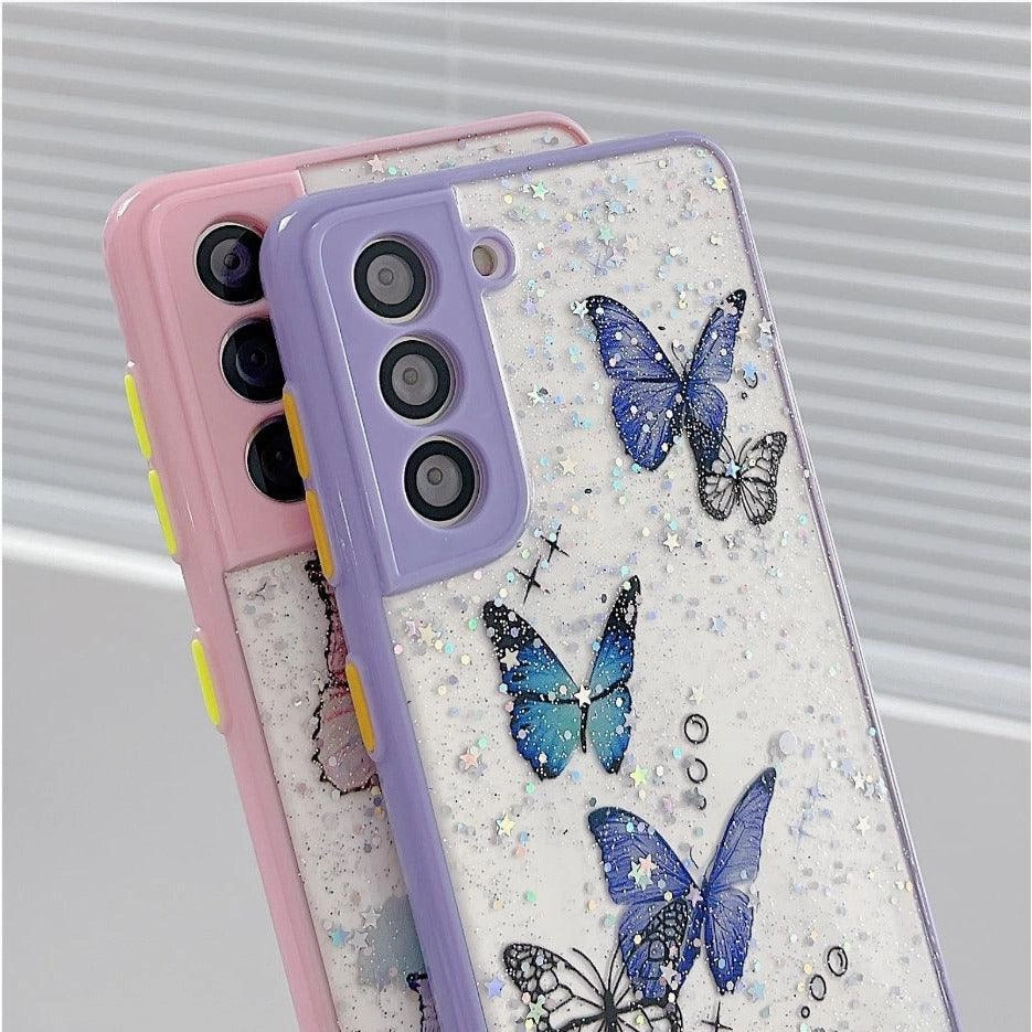 Purple Glitter Butterfly Subtle design Shock Surface Layer