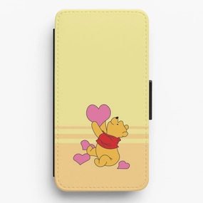 Pooh Love Heart Balloons Valentine's Flip / Wallet Phone Case Smooth Grip