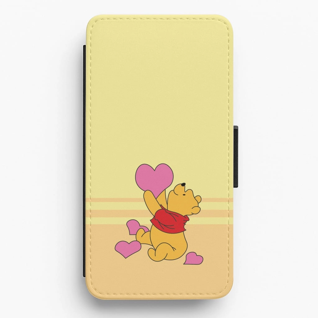 Pooh Love Heart Balloons Valentine's Flip / Wallet Phone Case Smooth Grip