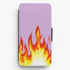 Tactile Buttons Lightweight Build Quality Purple Flame Flip / Wallet Phone Case