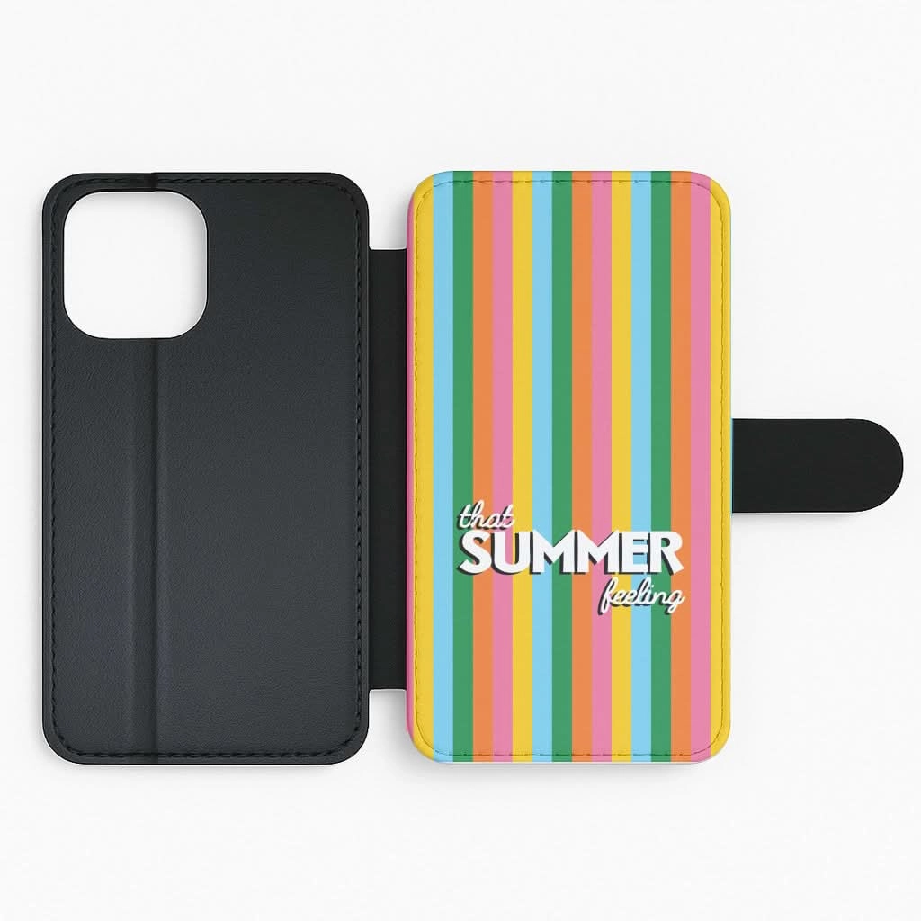Student Friendly Shock Absorption Layer That Summer Feeling Stripes Flip / Wallet Phone Case
