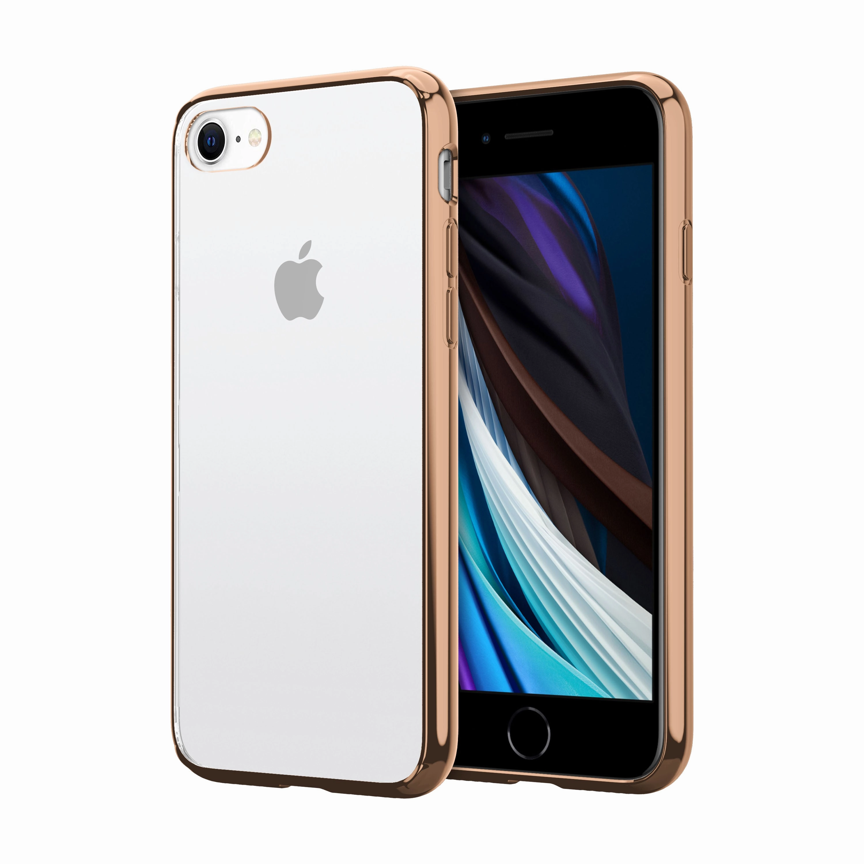 Polished Texture Finish Hybrid Material Build ZIZO REFINE Series Case for iPhone SE (3rd and 2nd gen)/8/7 - Gold & Clear
