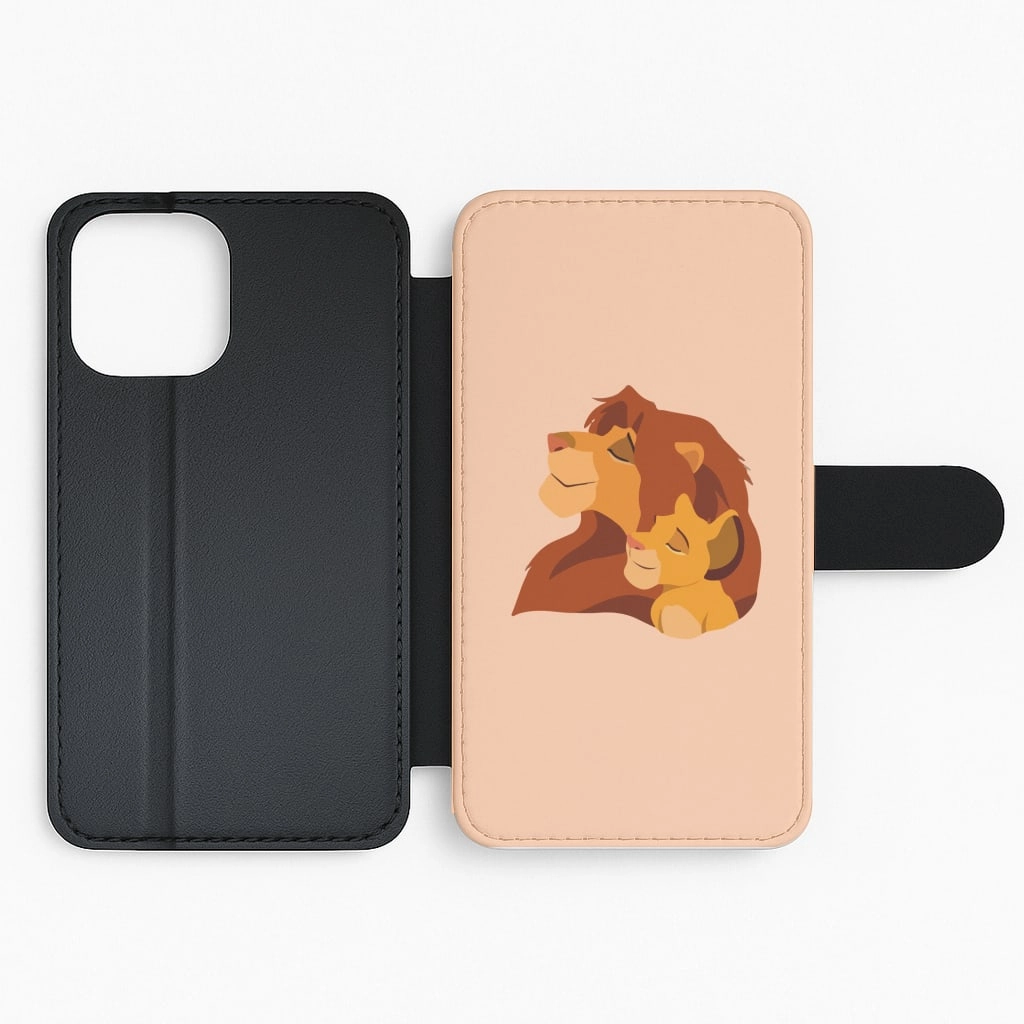 King Lion And Cub Flip / Wallet Phone Case Portable Protection