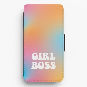Ergonomic grip Girl Boss - Aesthetic Quote Flip / Wallet Phone Case