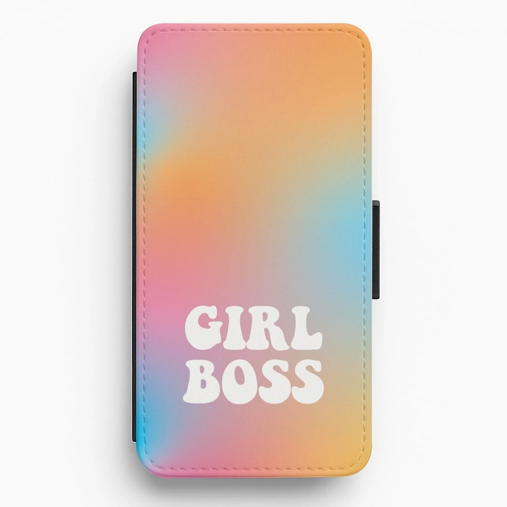 Ergonomic grip Girl Boss - Aesthetic Quote Flip / Wallet Phone Case