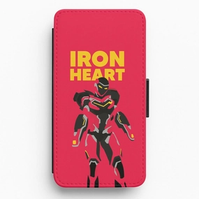 Waterproof Design Metal Heart Hero Standing Flip / Wallet Phone Case