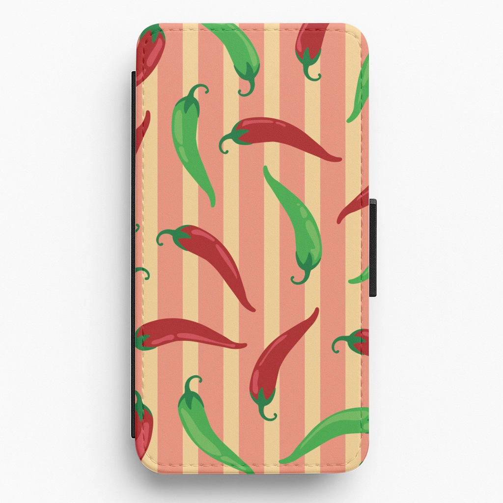 Chilis With Stripes Pattern Flip / Wallet Phone Case Simple Texture Wireless charging