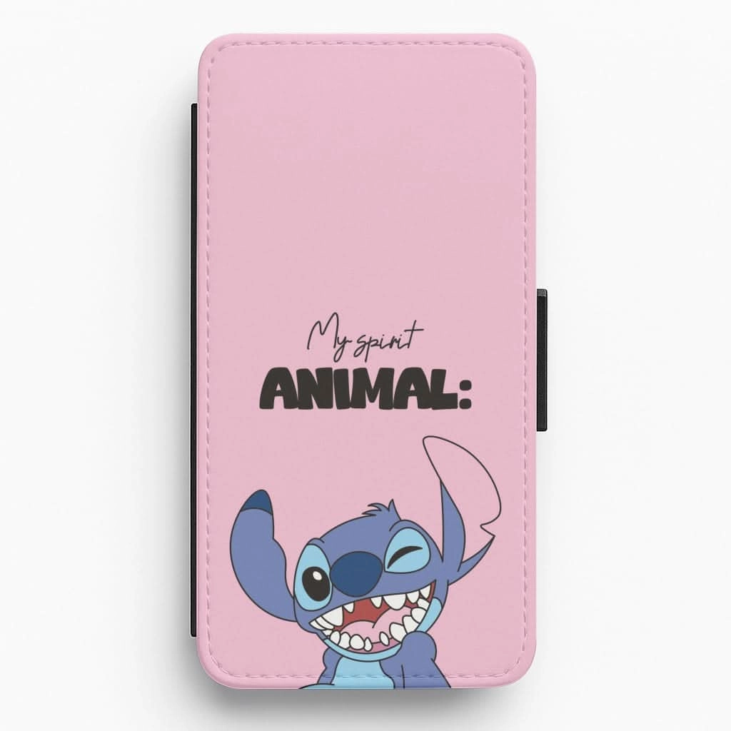 Modern Texture Look My Sprit Animal Blue Alien Flip / Wallet Phone Case