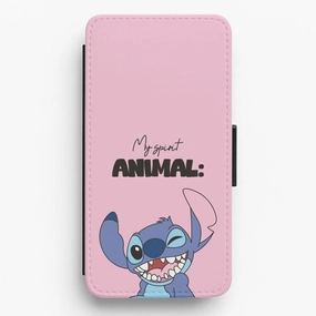 Modern Texture Look My Sprit Animal Blue Alien Flip / Wallet Phone Case