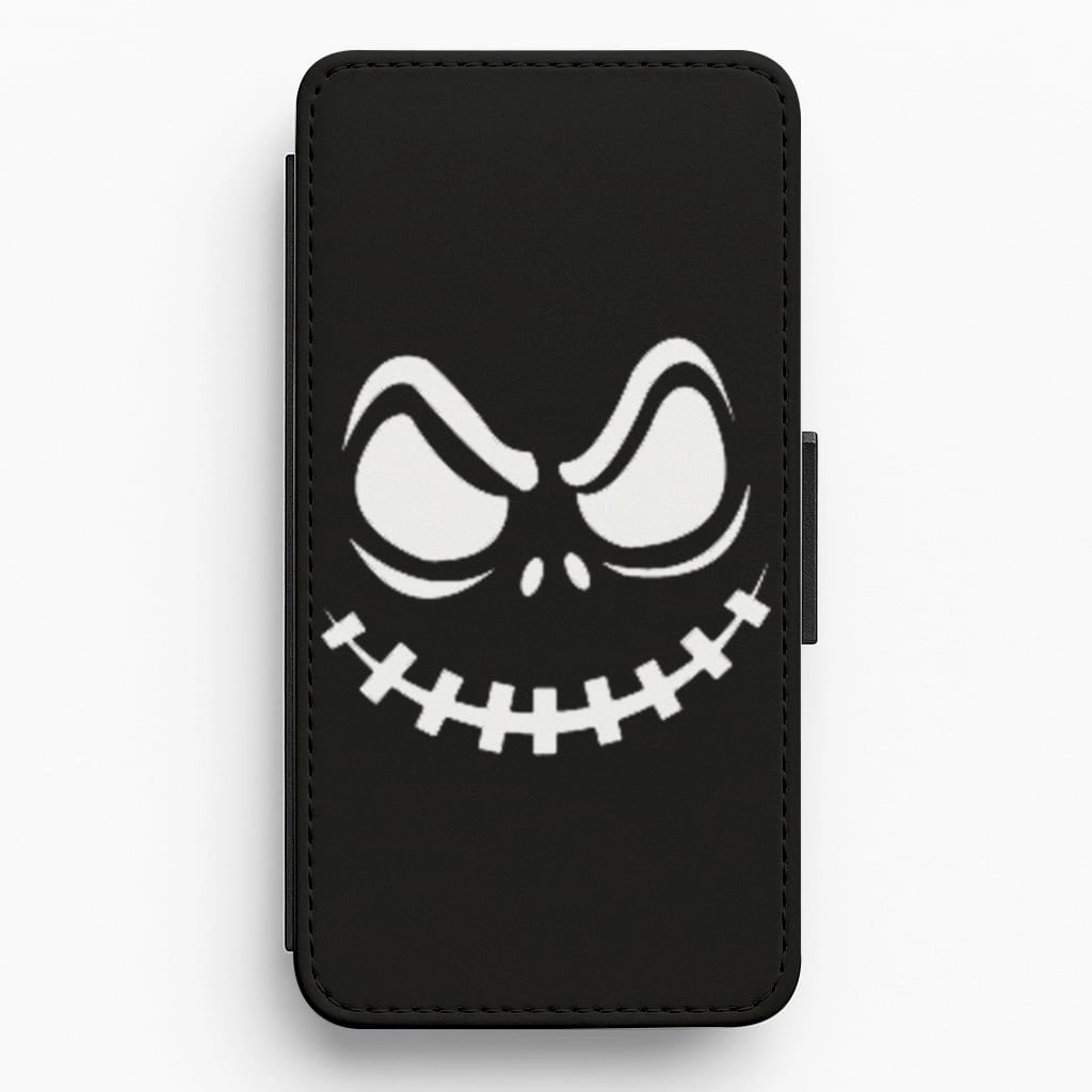 Creepy Smile - Black Flip Wallet Phone Case Scratch Barrier Strong Grip