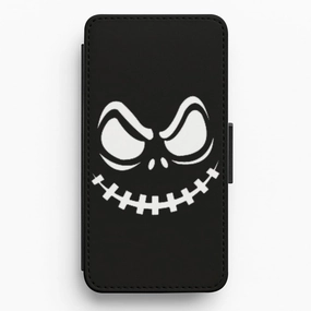 Creepy Smile - Black Flip Wallet Phone Case Scratch Barrier Strong Grip