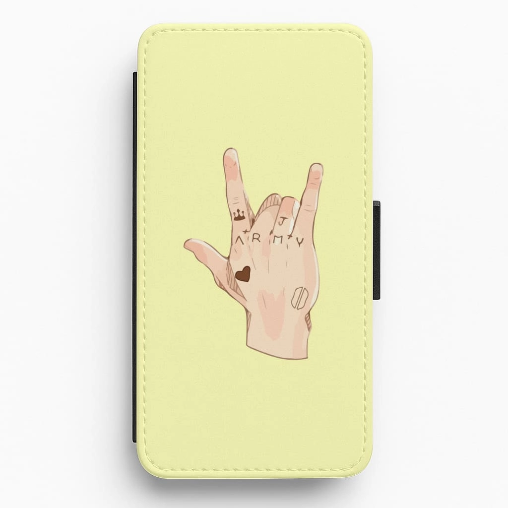 Anti Scratch Layer Stylish frame BTS Army Hand  Flip / Wallet Phone Case