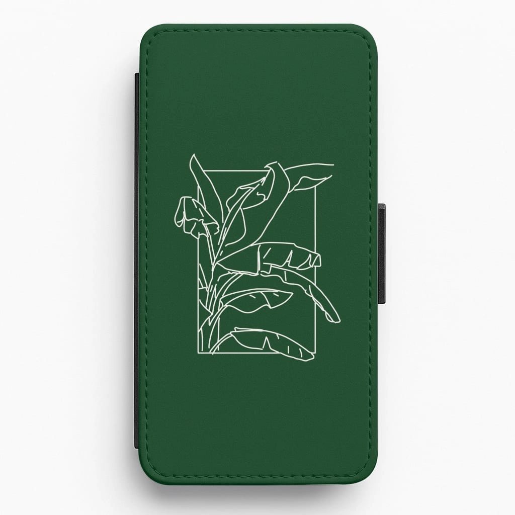 Green Leaf - Foliage Flip / Wallet Phone Case Polished Texture Design