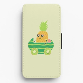 Summer Drive Pineapple Flip Wallet Phone Case Durable Build