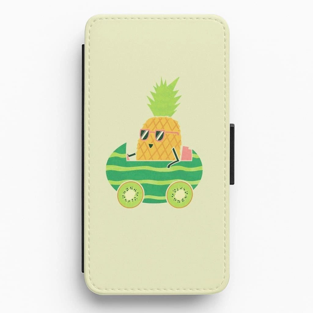 Summer Drive Pineapple Flip Wallet Phone Case Durable Build