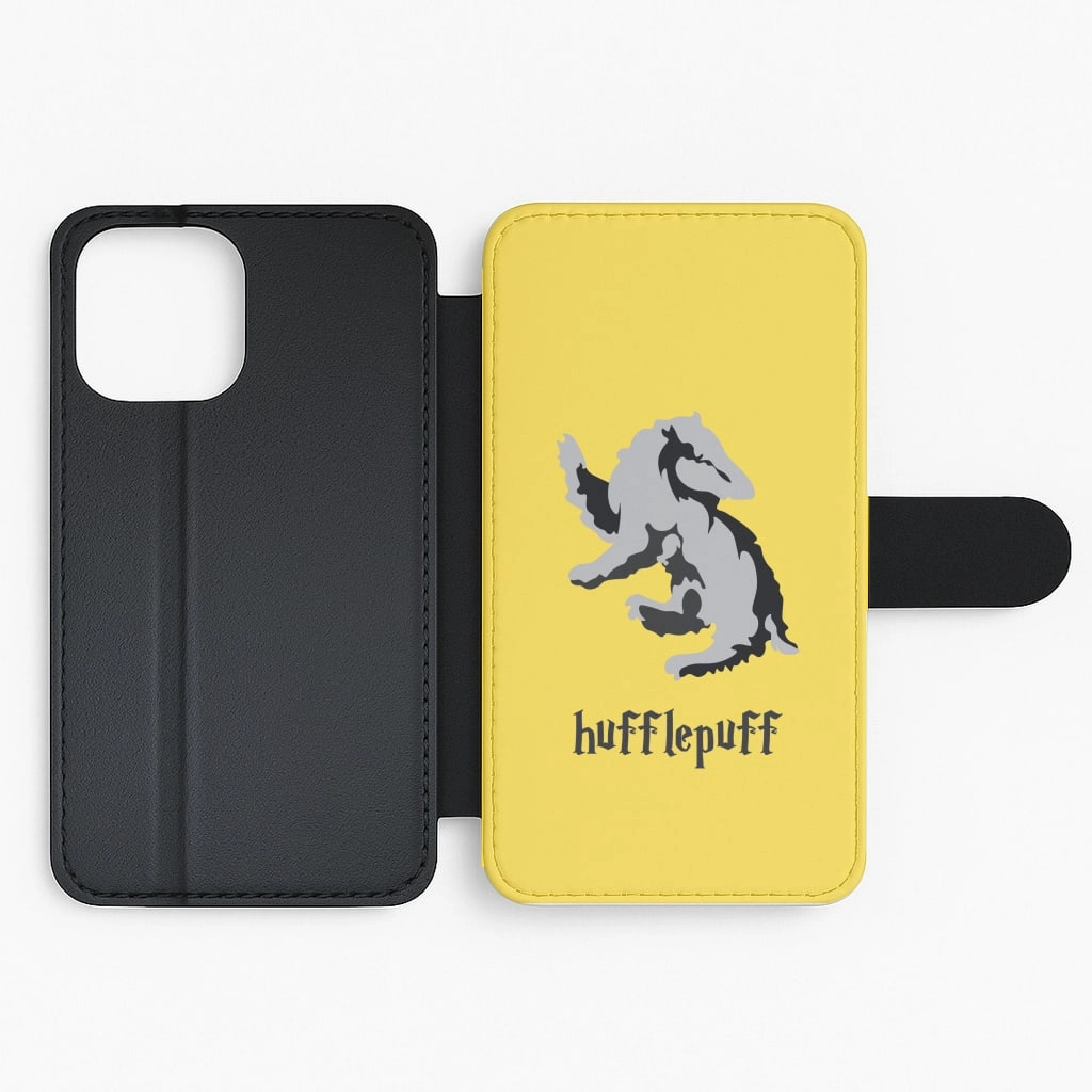 Fashion Accent Metal Texture Hufflepuff Flip / Wallet Phone Case