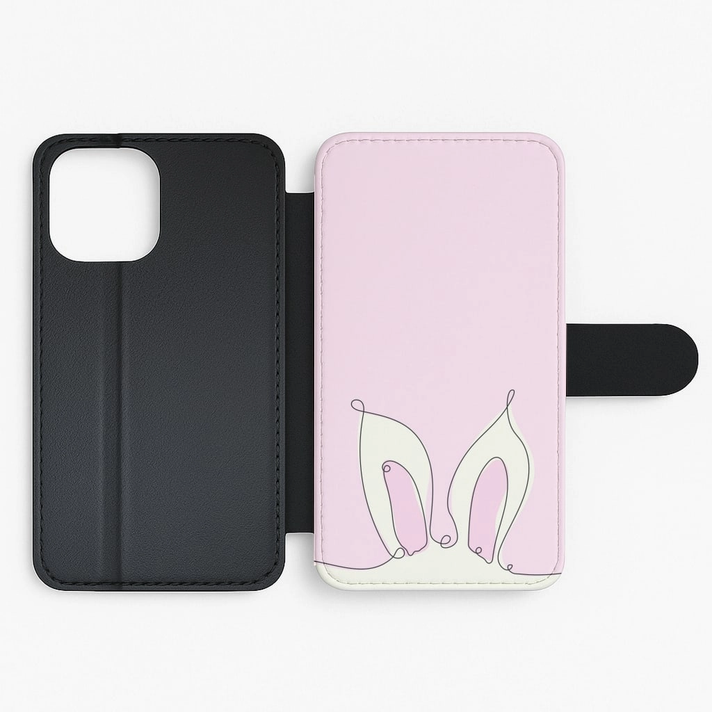 Outline Bunny Ears Flip / Wallet Phone Case Premium Finish