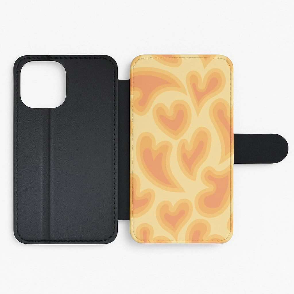 Trippy Summer Hearts Orange Pattern Flip / Wallet Phone Case Light Form Gradient Design
