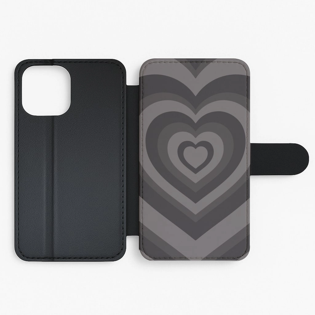 Abstract Black Heart Flip / Wallet Phone Case Tough Grip