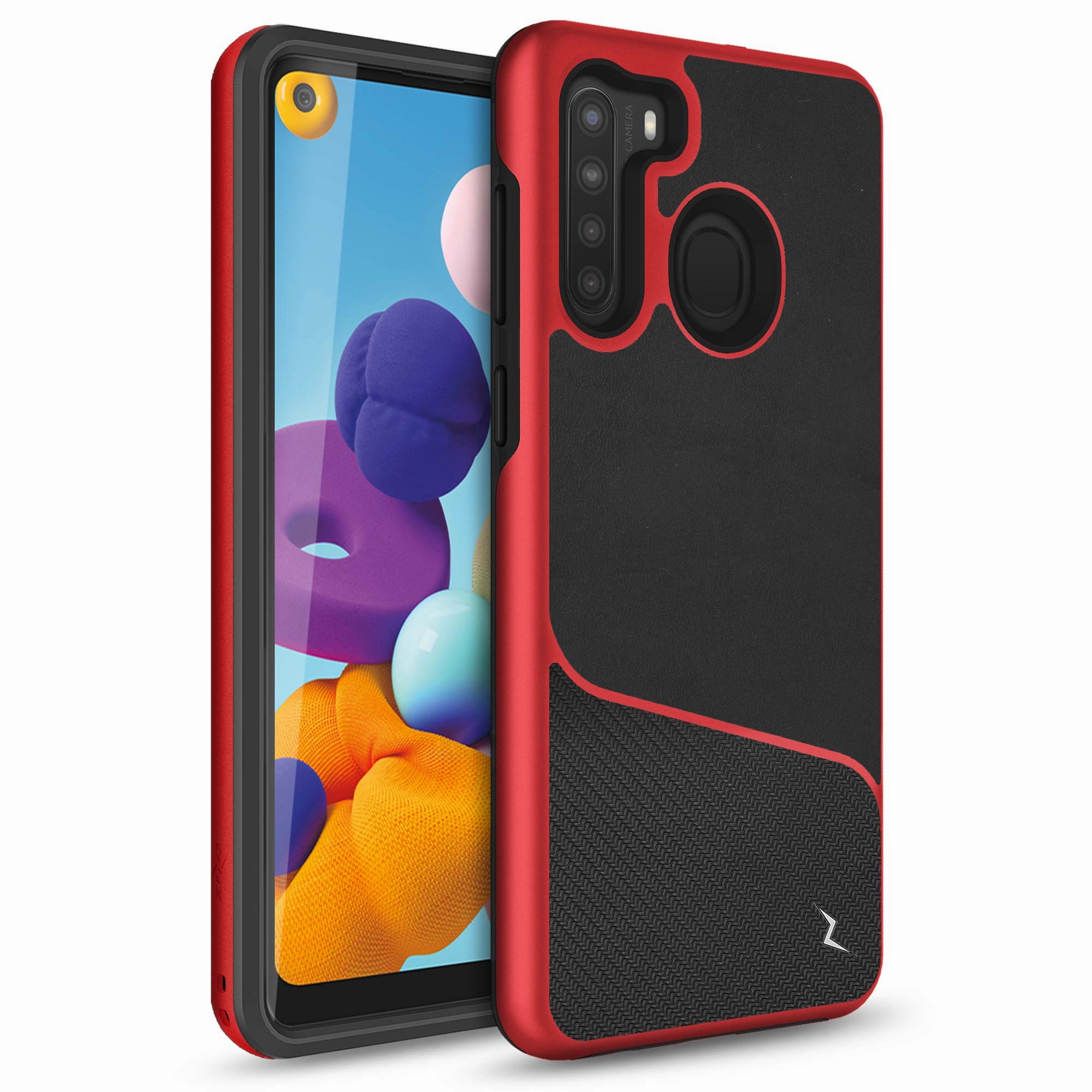 ZIZO DIVISION Series Samsung Galaxy A21 Case - Black & Red Scratch Guard Modern Style