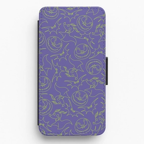 Ultra light Polished Look Purple And Green Pattern Flip / Wallet Phone Case