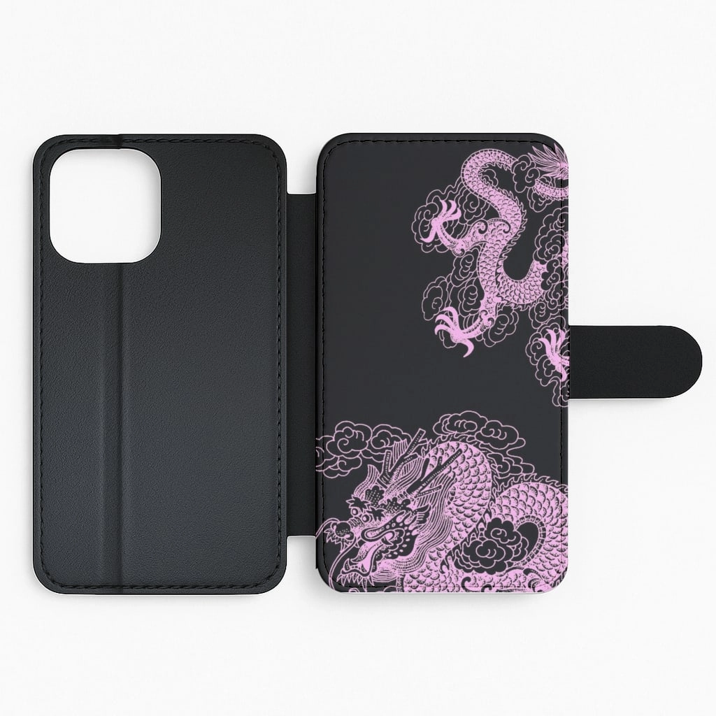 Youth Style Hybrid Texture Design Purple Dragon Flip / Wallet Phone Case