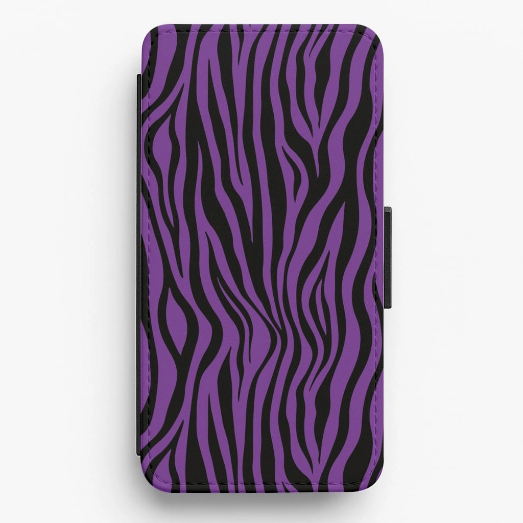 Purple Zebra - Animal Patterns Flip / Wallet Phone Case Scratch Resistant
