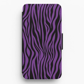 Purple Zebra - Animal Patterns Flip / Wallet Phone Case Scratch Resistant