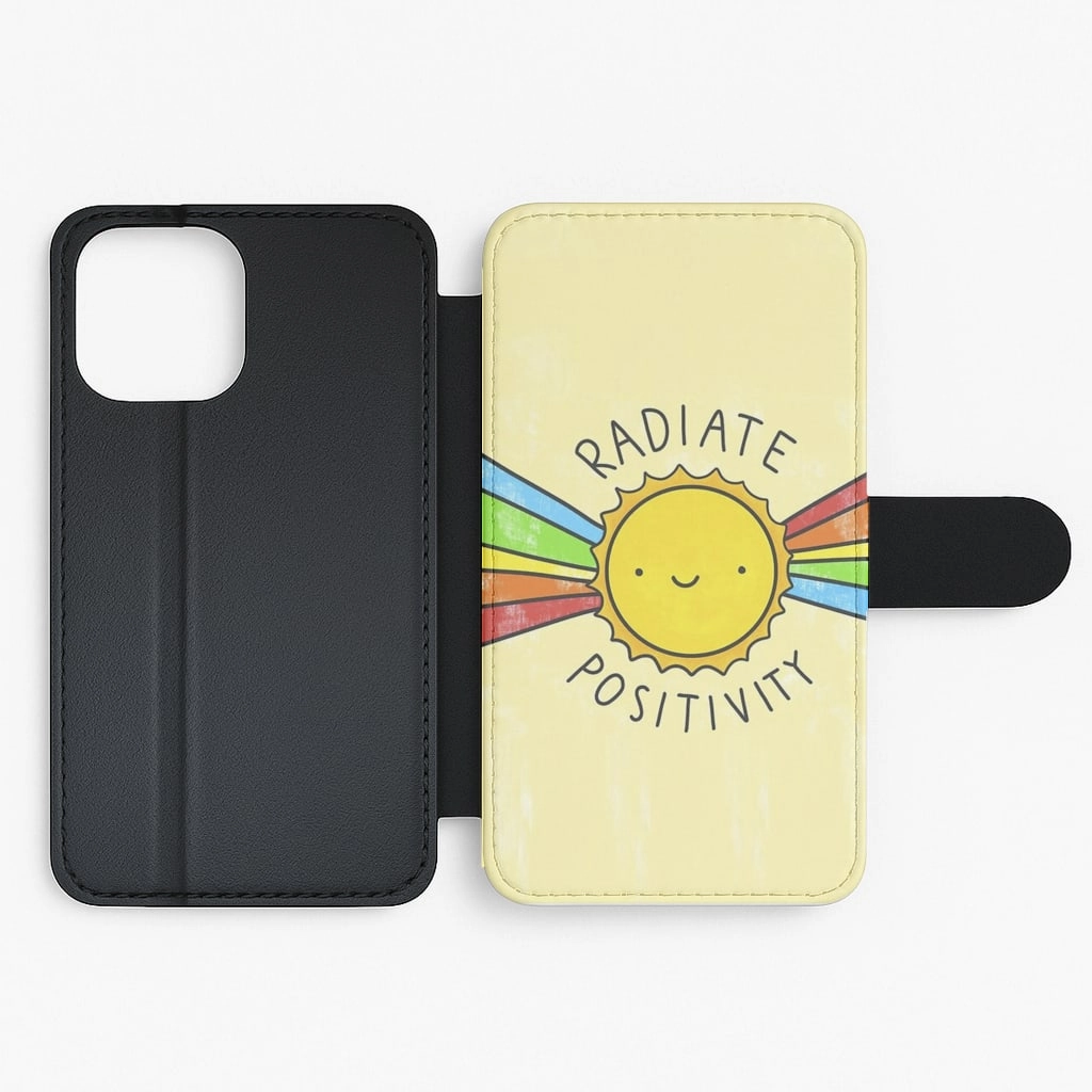 Modern Edge Comfort Shield Texture Radiate Positivity Sunshine - Positivity Flip / Wallet Phone Case